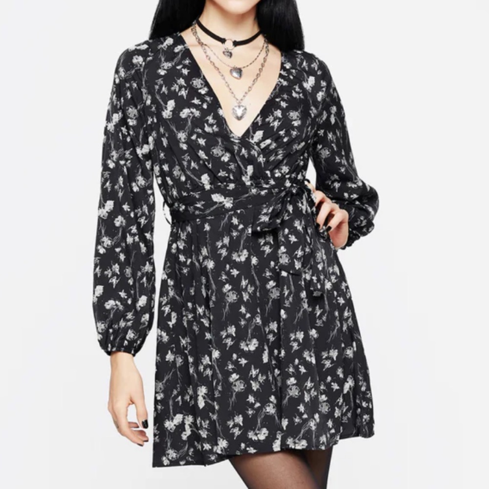 Disturbia Black and White Floral Mini Dress